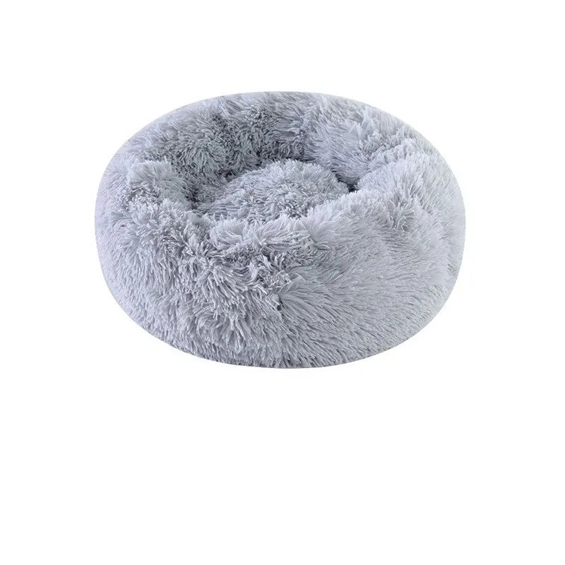 Grey plush donut bed
